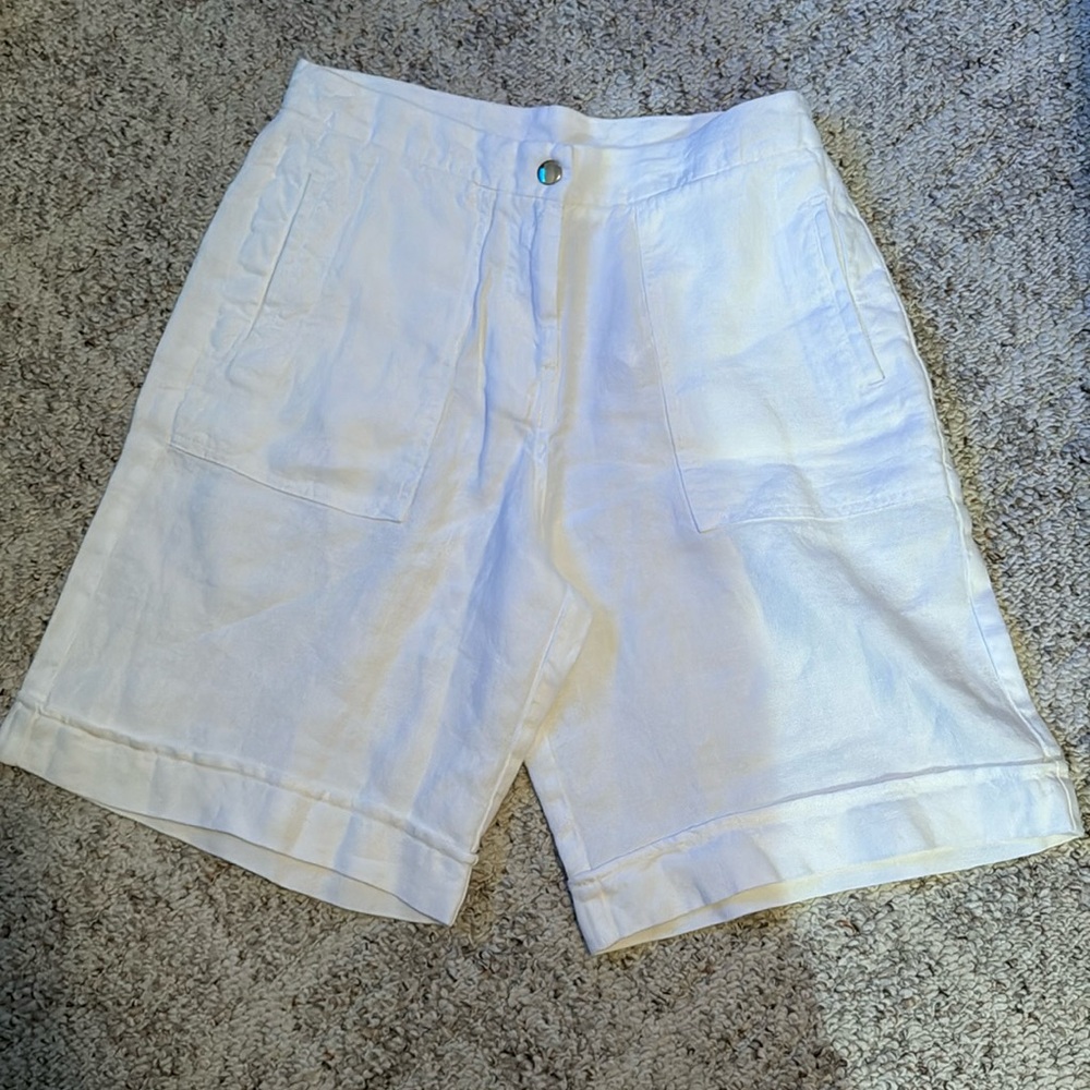Poetry White Linen Shorts Size 6 NWT